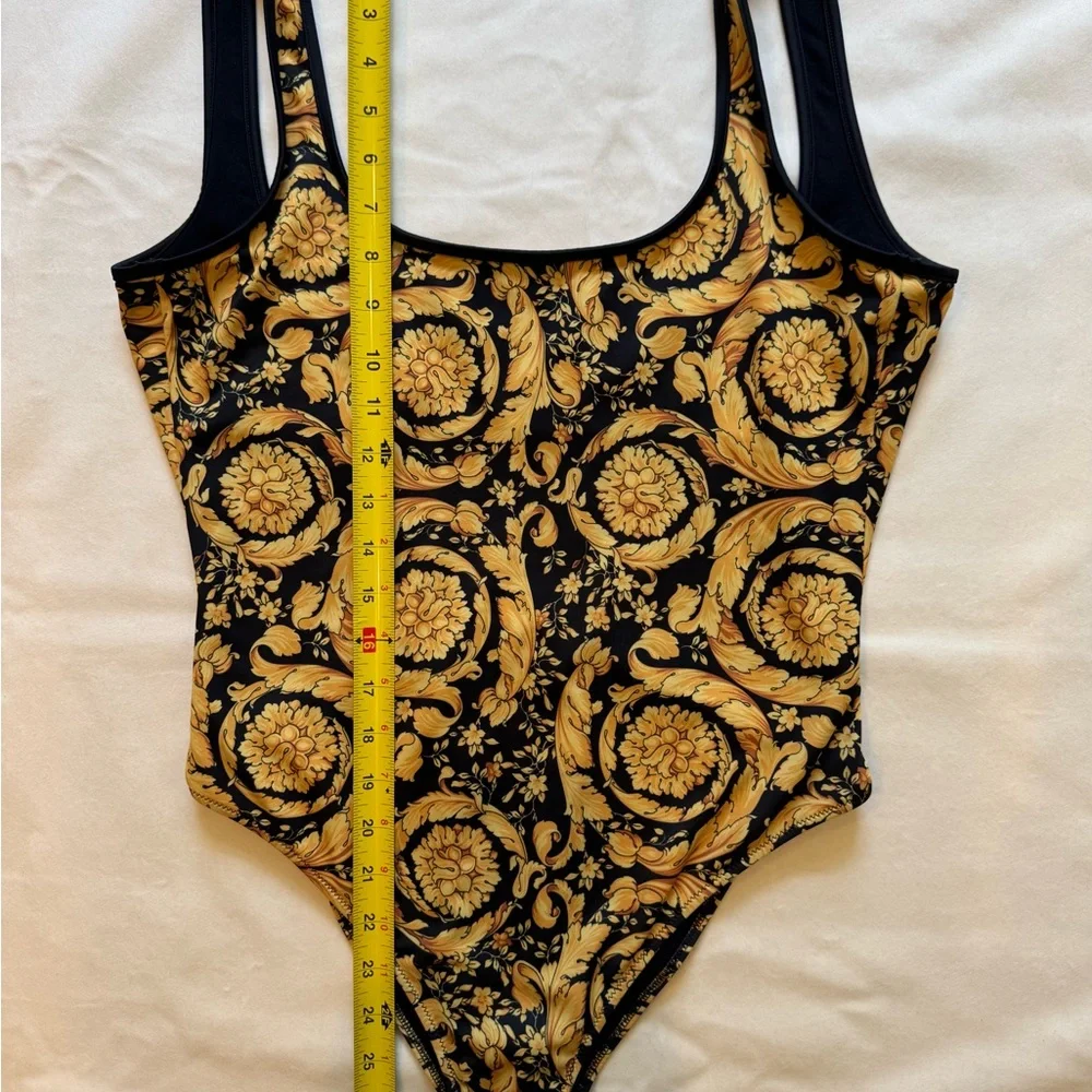 Versace Black and Gold One Piece Swimsuit with Baroque Design - Picture 5 of 13